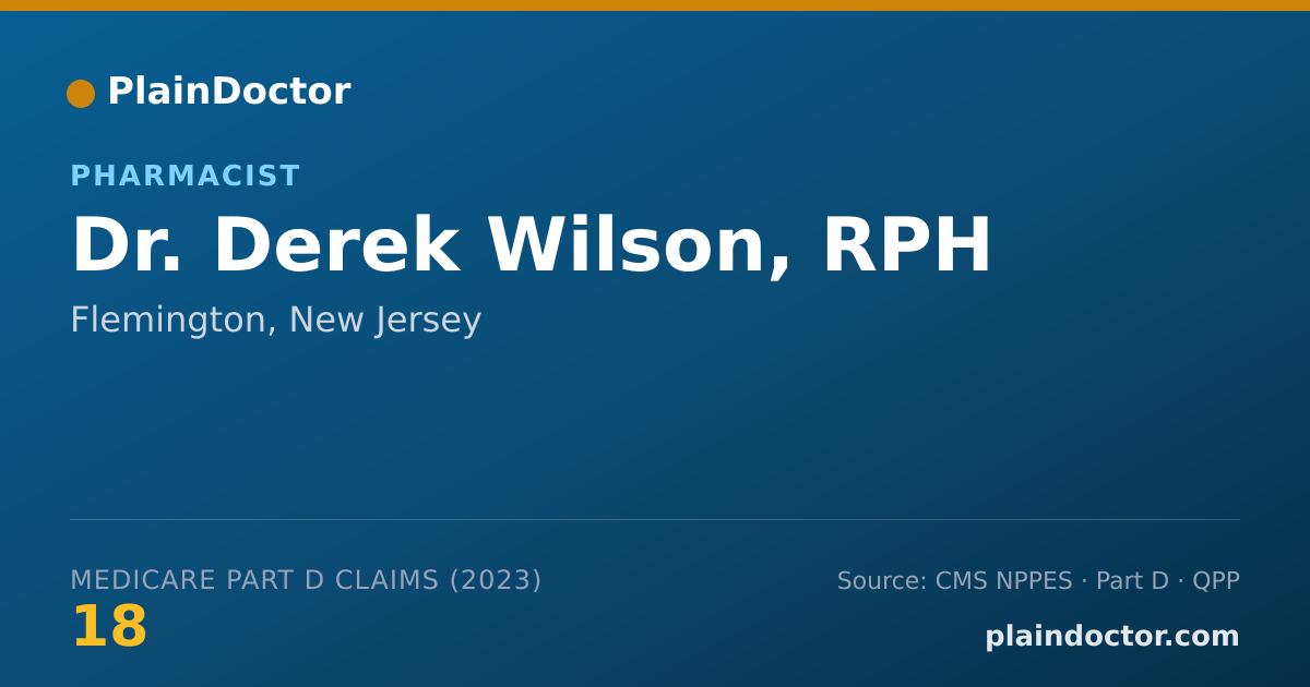 Shareable card for Derek Wilson, RPH - Pharmacist, Flemington, NJ
