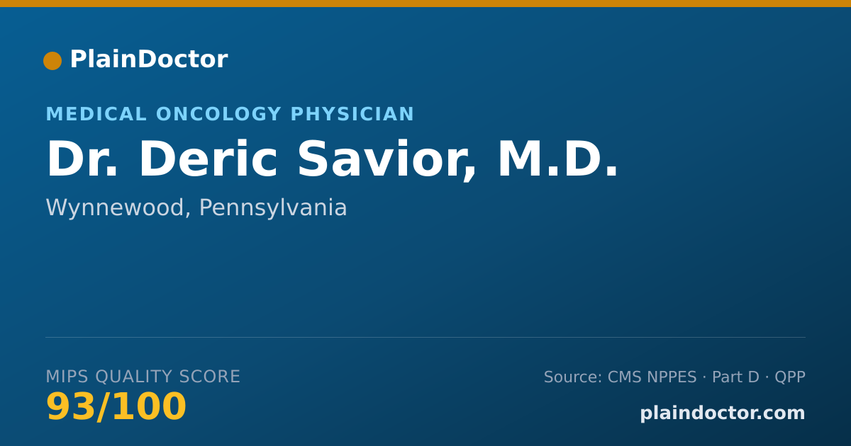 Shareable card for Deric Savior, M.D. - Medical Oncology Physician, Wynnewood, PA