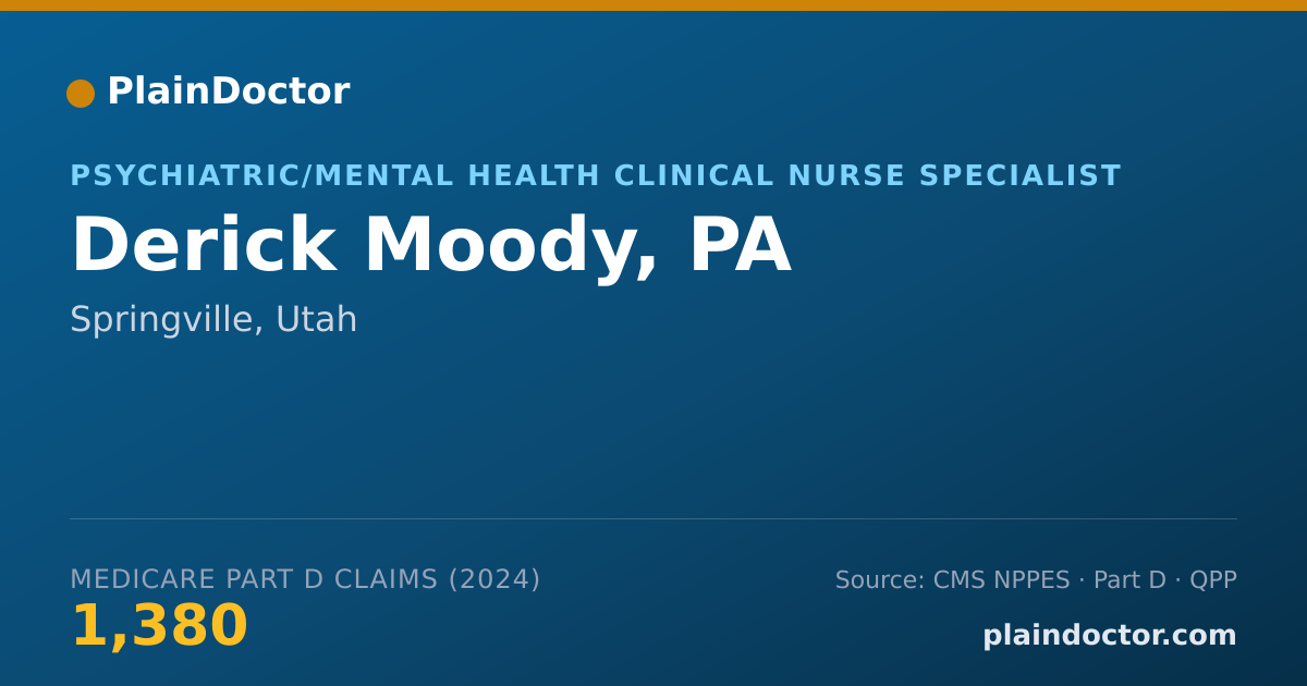Shareable card for Derick Moody, PA - Psychiatric/Mental Health Clinical Nurse Specialist, Springville, UT
