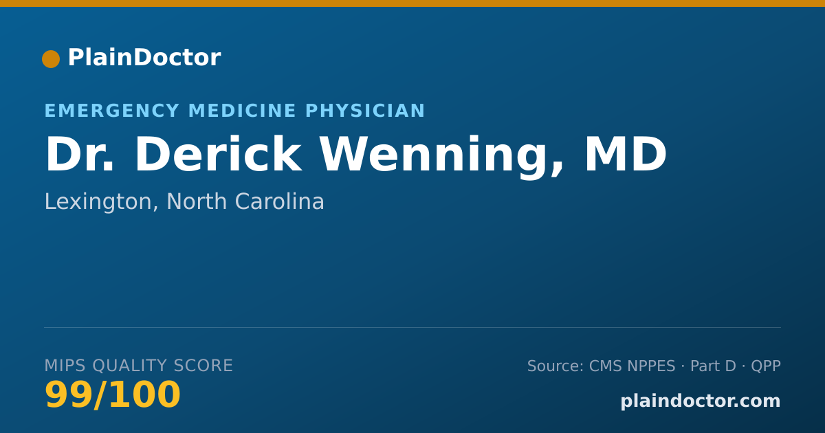 Shareable card for Derick Wenning, MD - Emergency Medicine Physician, Lexington, NC