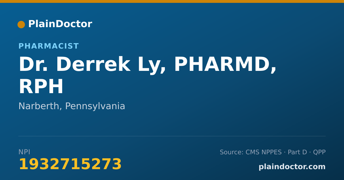 Shareable card for Derrek Ly, PHARMD, RPH - Pharmacist, Narberth, PA
