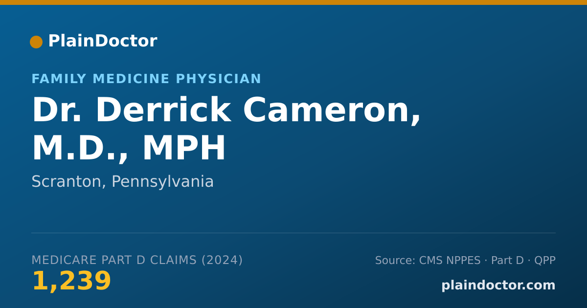 Shareable card for Derrick Cameron, M.D., MPH - Family Medicine Physician, Scranton, PA