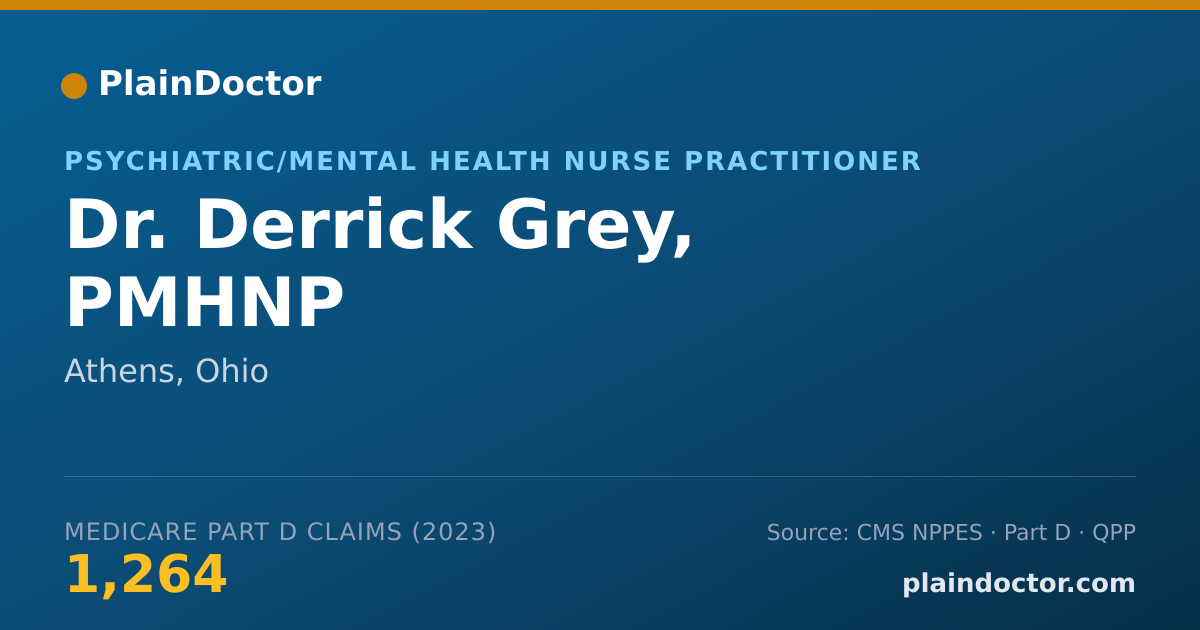 Shareable card for Derrick Grey, PMHNP - Psychiatric/Mental Health Nurse Practitioner, Athens, OH