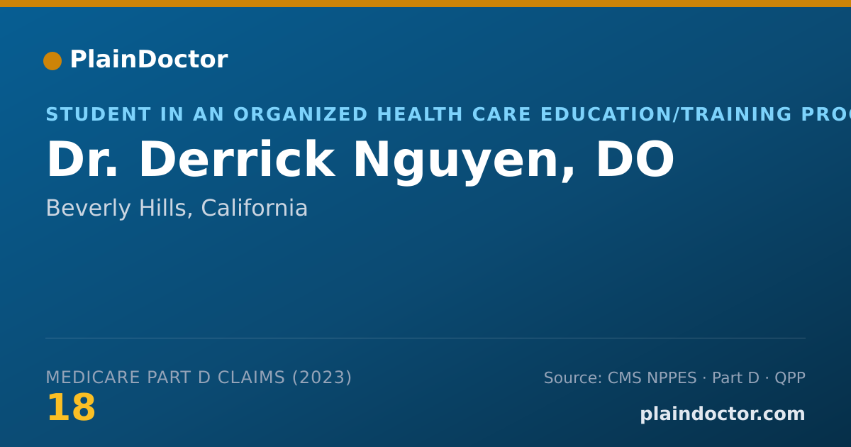 Shareable card for Derrick Nguyen, DO - Student in an Organized Health Care Education/Training Program, Beverly Hills, CA