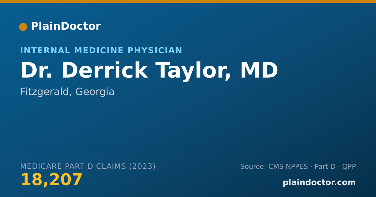 Shareable card for Derrick Taylor, MD - Internal Medicine Physician, Fitzgerald, GA