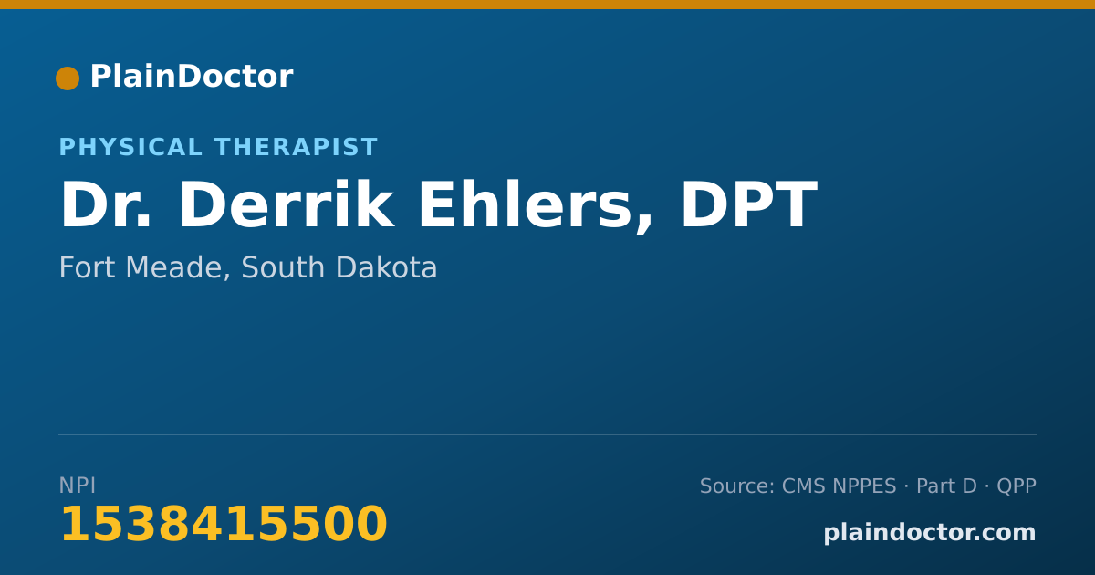Shareable card for Derrik Ehlers, DPT - Physical Therapist, Fort Meade, SD