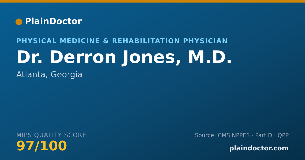 Shareable card for Derron Jones, M.D. - Physical Medicine & Rehabilitation Physician, Atlanta, GA