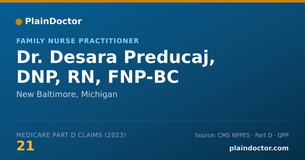 Shareable card for Desara Preducaj, DNP, RN, FNP-BC - Family Nurse Practitioner, New Baltimore, MI