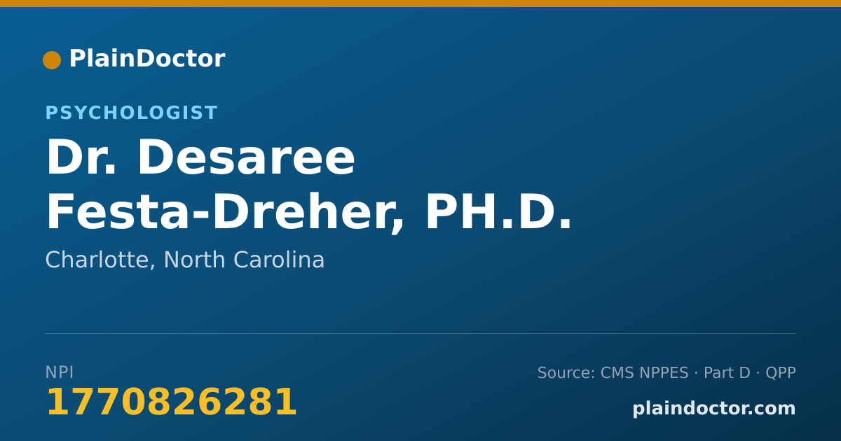 Shareable card for Desaree Festa-Dreher, PH.D. - Psychologist, Charlotte, NC