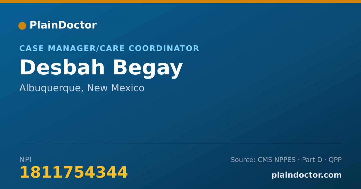 Shareable card for Desbah Begay - Case Manager/Care Coordinator, Albuquerque, NM