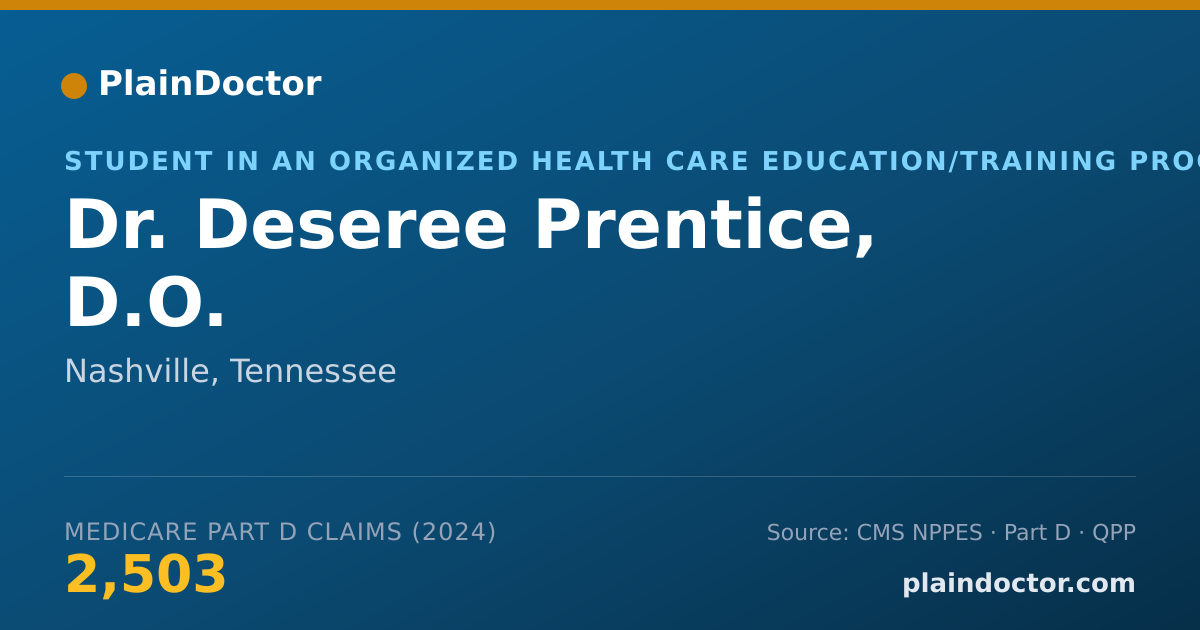 Shareable card for Deseree Prentice, D.O. - Student in an Organized Health Care Education/Training Program, Nashville, TN