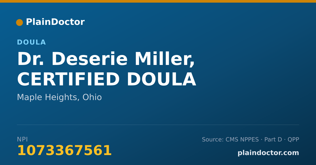 Shareable card for Deserie Miller, CERTIFIED DOULA - Doula, Maple Heights, OH