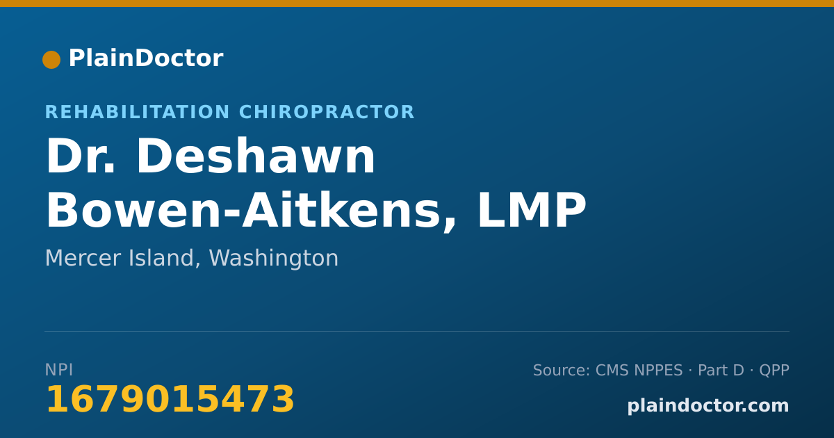 Shareable card for Deshawn Bowen-Aitkens, LMP - Rehabilitation Chiropractor, Mercer Island, WA