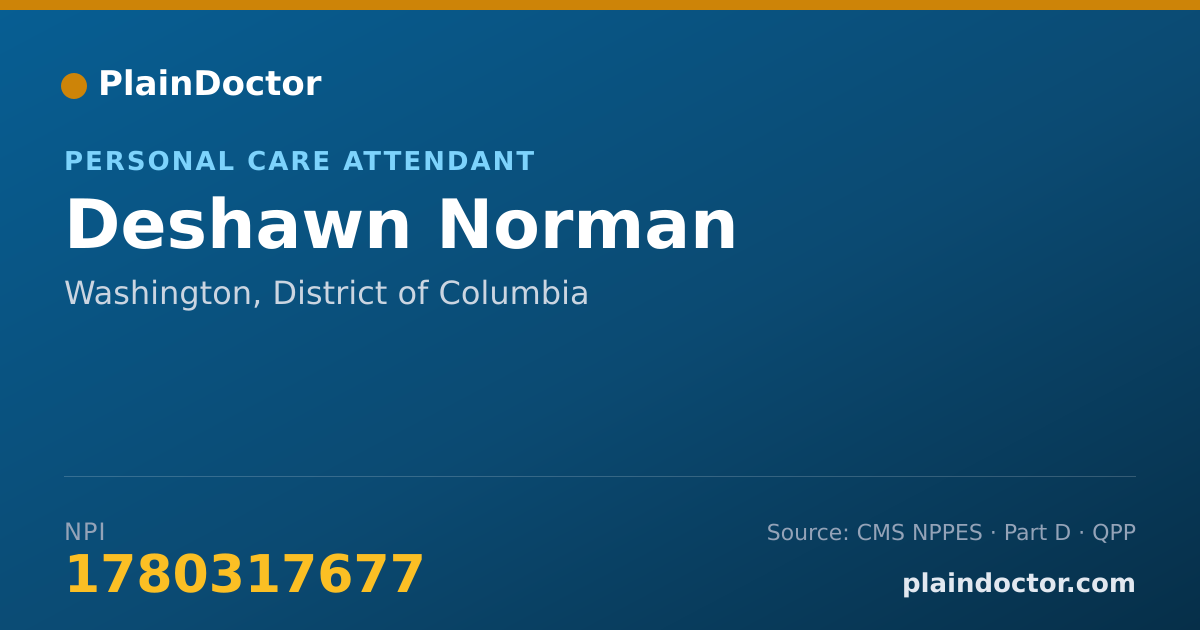 Shareable card for Deshawn Norman - Personal Care Attendant, Washington, DC