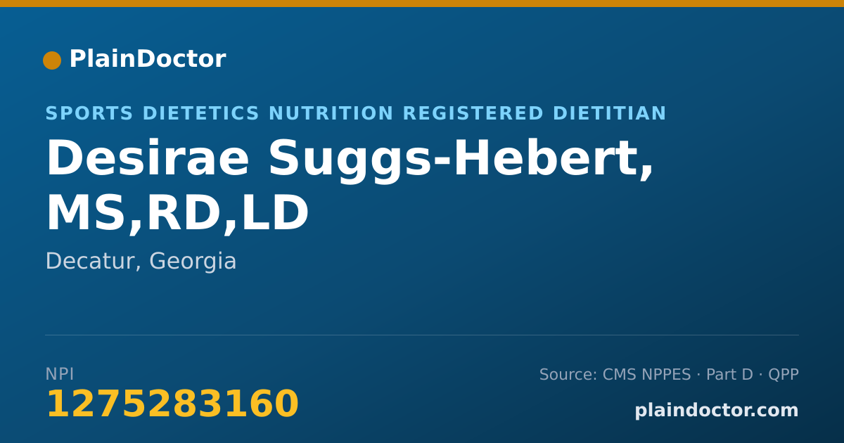 Shareable card for Desirae Suggs-Hebert, MS,RD,LD - Sports Dietetics Nutrition Registered Dietitian, Decatur, GA