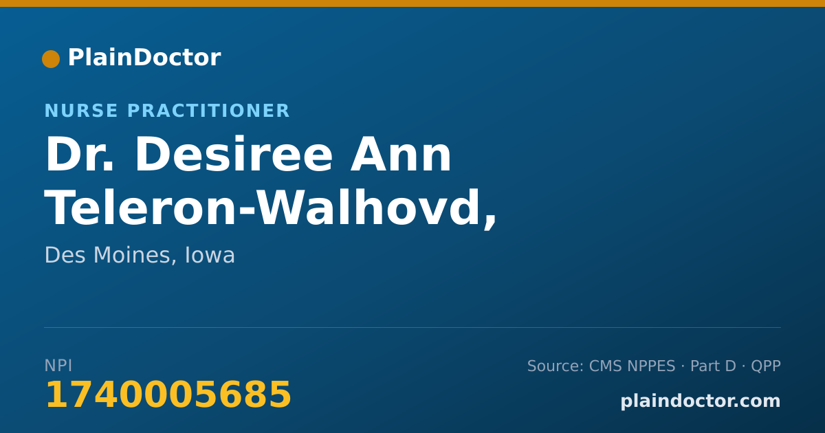 Shareable card for Desiree Ann Teleron-Walhovd, MSN,FNP-C - Nurse Practitioner, Des Moines, IA