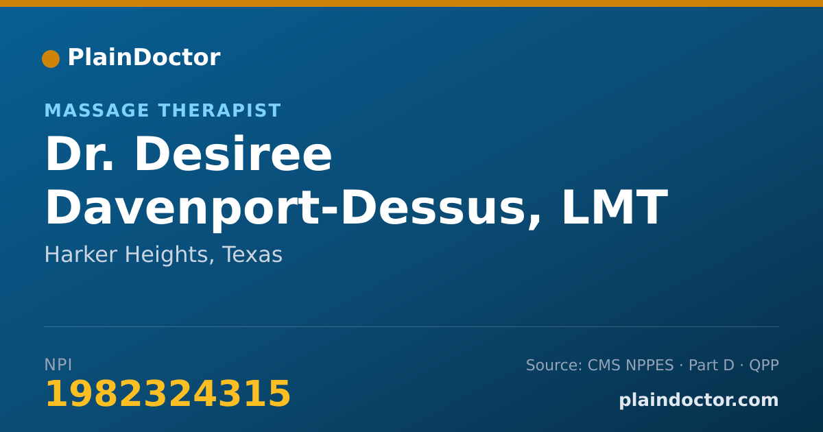 Shareable card for Desiree Davenport-Dessus, LMT - Massage Therapist, Harker Heights, TX