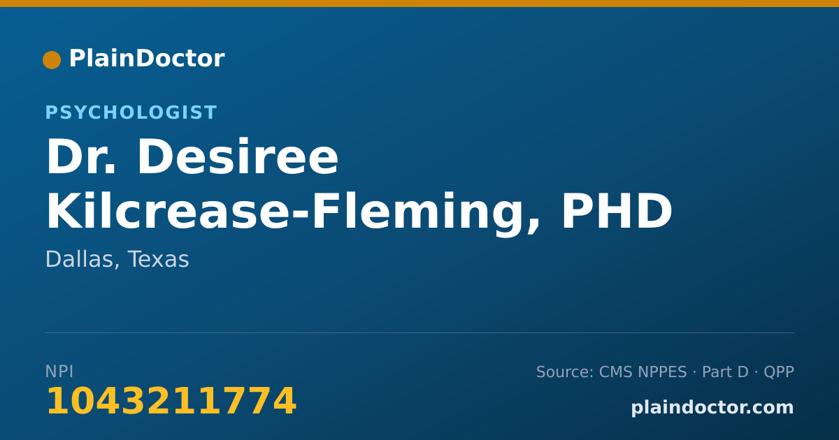 Shareable card for Desiree Kilcrease-Fleming, PHD - Psychologist, Dallas, TX