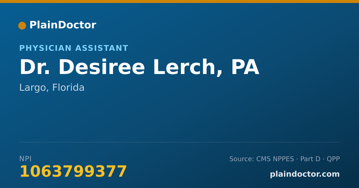 Shareable card for Desiree Lerch, PA - Physician Assistant, Largo, FL