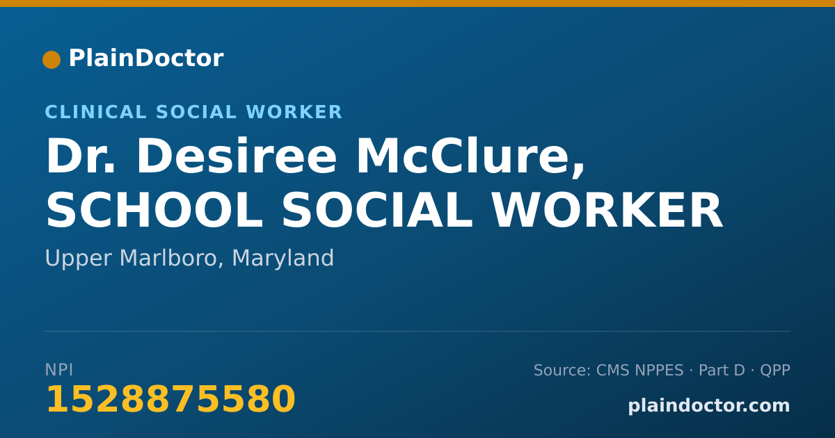 Shareable card for Desiree McClure, SCHOOL SOCIAL WORKER - Clinical Social Worker, Upper Marlboro, MD
