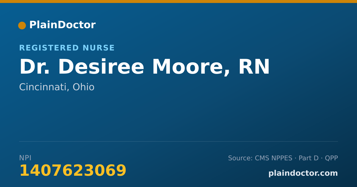 Shareable card for Desiree Moore, RN - Registered Nurse, Cincinnati, OH