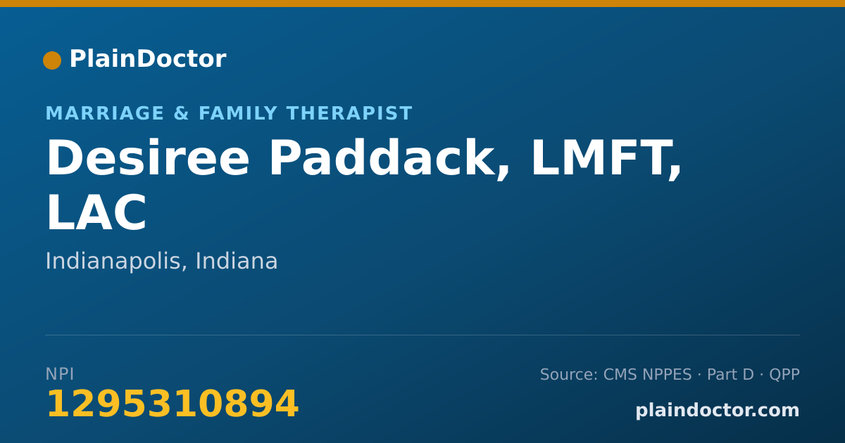 Shareable card for Desiree Paddack, LMFT, LAC - Marriage & Family Therapist, Indianapolis, IN