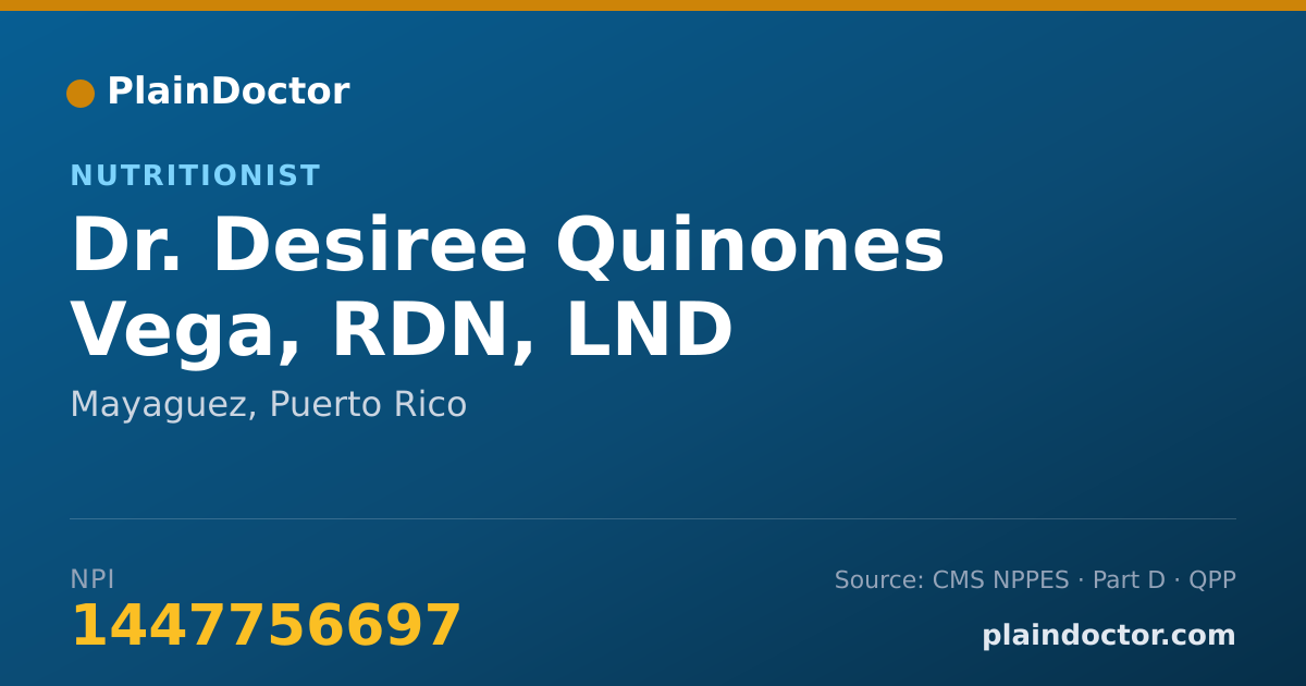 Shareable card for Desiree Quinones Vega, RDN, LND - Nutritionist, Mayaguez, PR