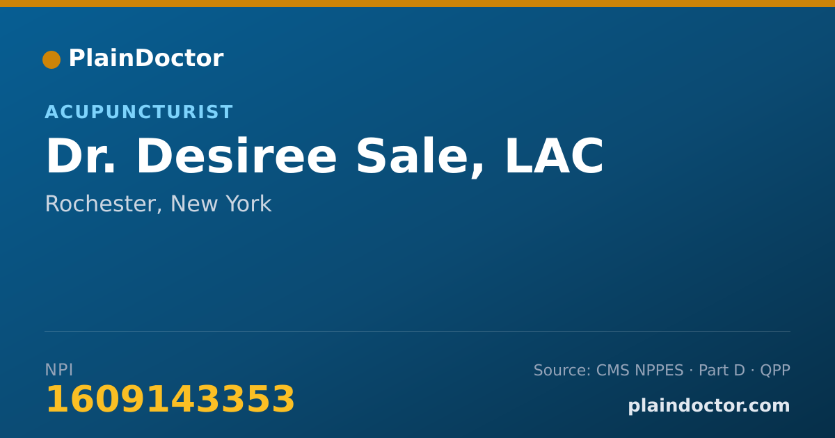 Shareable card for Desiree Sale, LAC - Acupuncturist, Rochester, NY