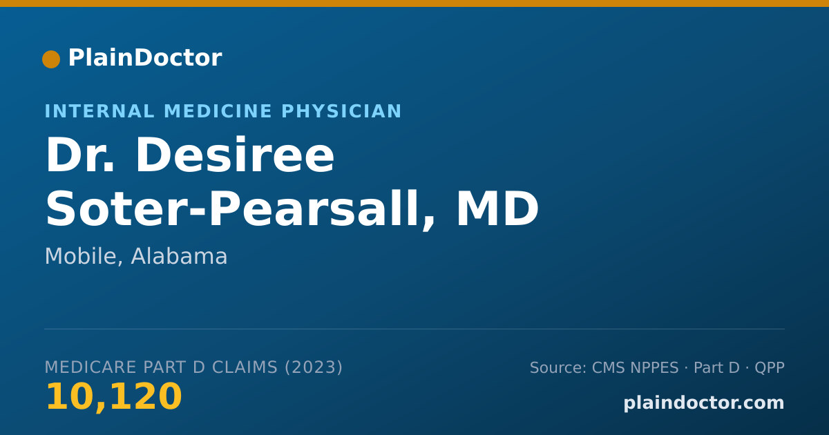 Shareable card for Desiree Soter-Pearsall, MD - Internal Medicine Physician, Mobile, AL