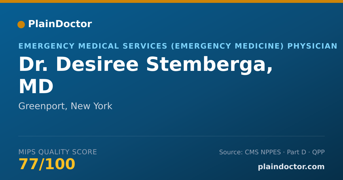 Shareable card for Desiree Stemberga, MD - Emergency Medical Services (Emergency Medicine) Physician, Greenport, NY