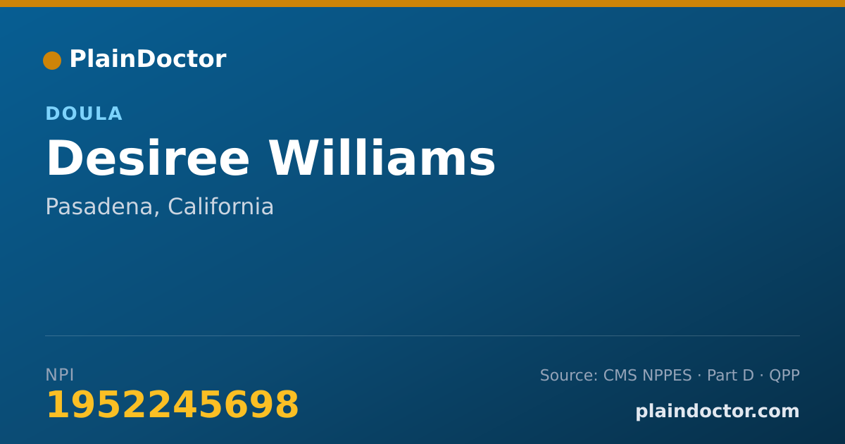 Shareable card for Desiree Williams - Doula, Pasadena, CA
