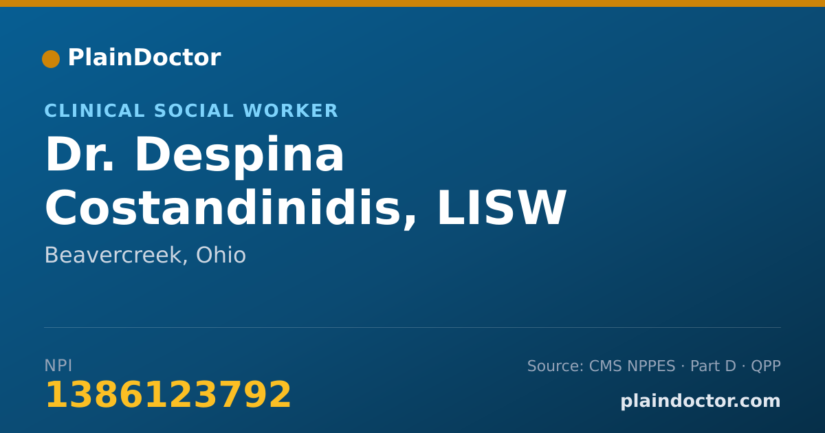 Shareable card for Despina Costandinidis, LISW - Clinical Social Worker, Beavercreek, OH