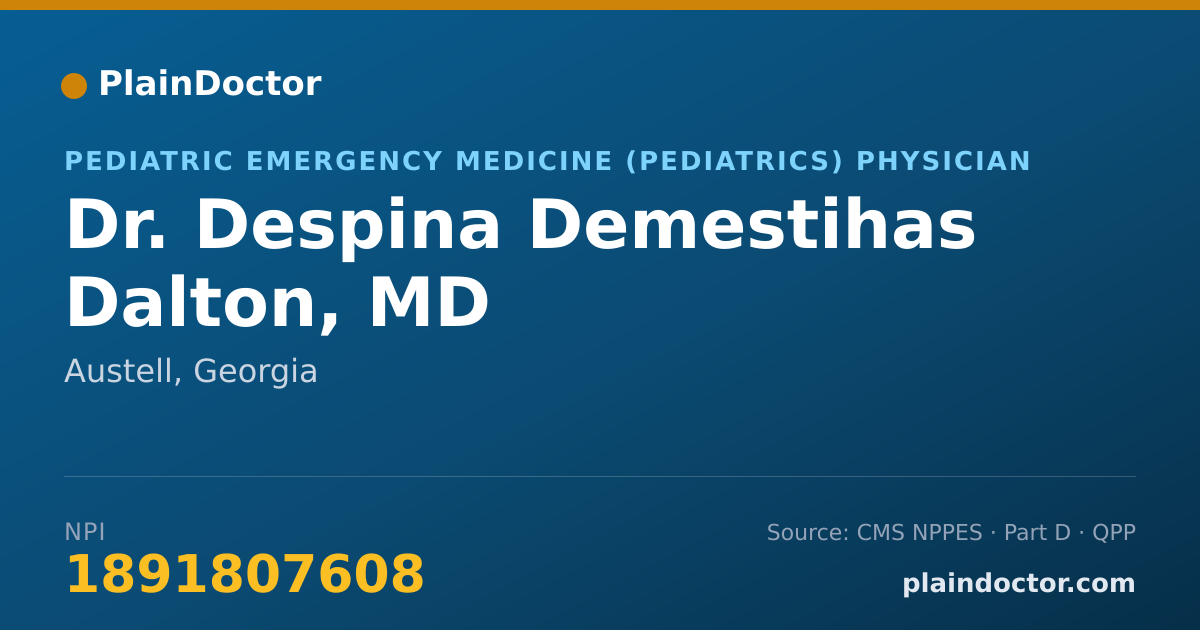 Shareable card for Despina Demestihas Dalton, MD - Pediatric Emergency Medicine (Pediatrics) Physician, Austell, GA