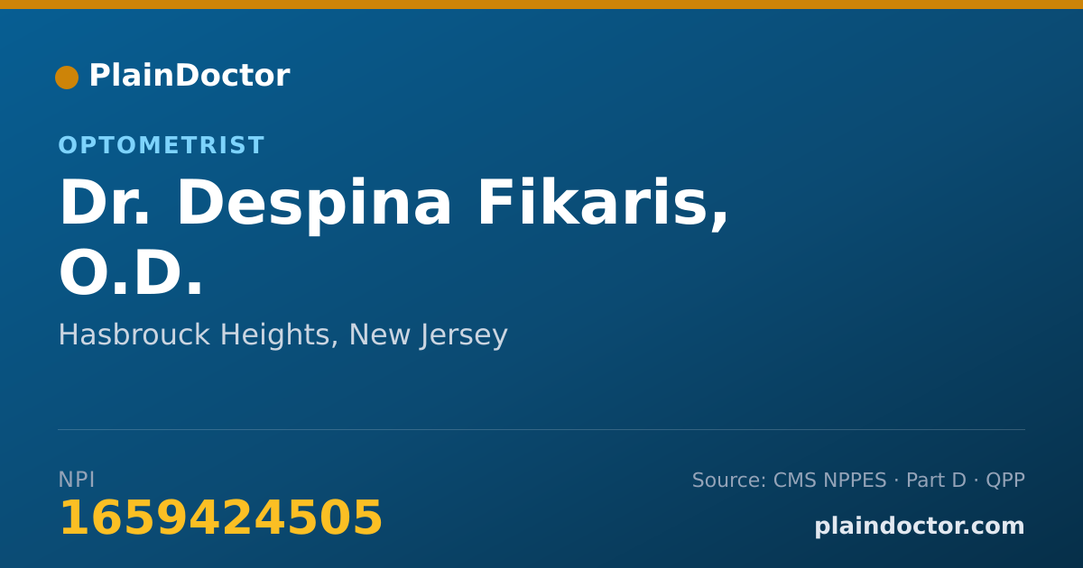 Shareable card for Despina Fikaris, O.D. - Optometrist, Hasbrouck Heights, NJ