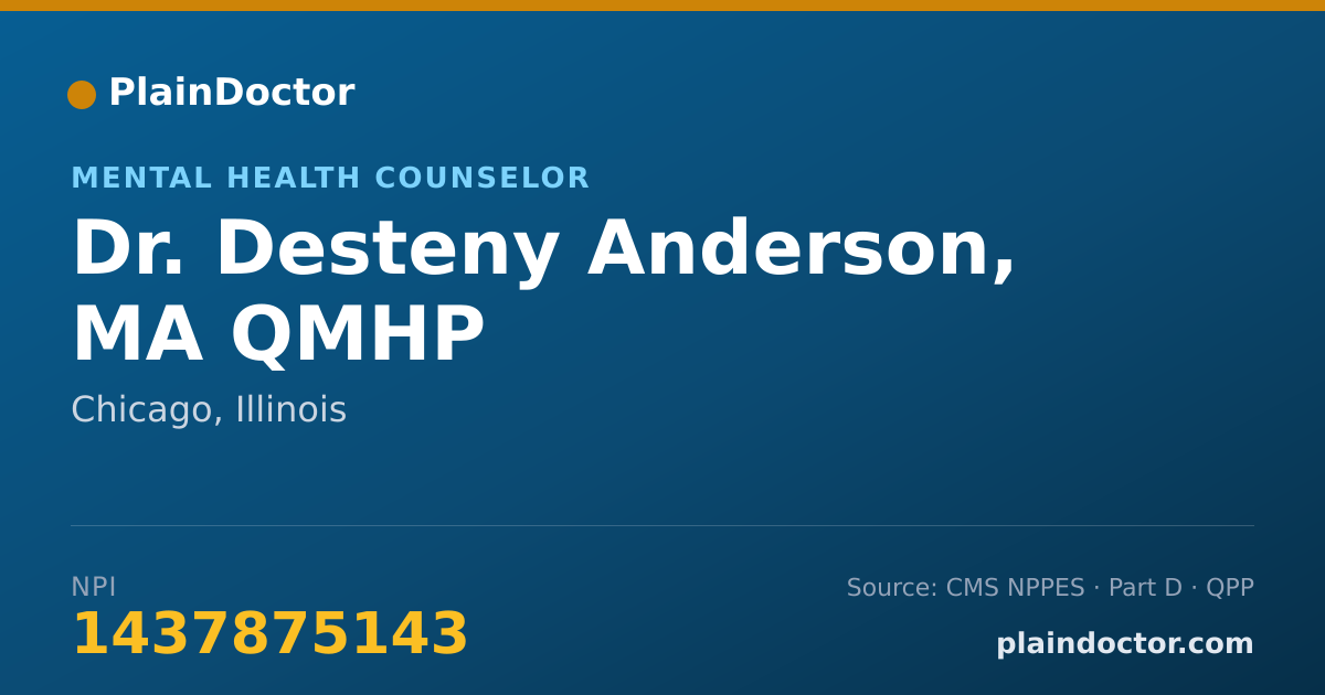 Shareable card for Desteny Anderson, MA QMHP - Mental Health Counselor, Chicago, IL