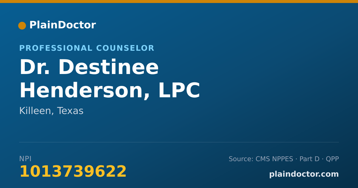 Shareable card for Destinee Henderson, LPC - Professional Counselor, Killeen, TX