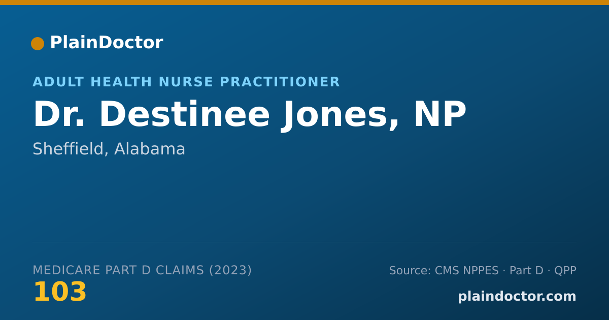 Shareable card for Destinee Jones, NP - Adult Health Nurse Practitioner, Sheffield, AL