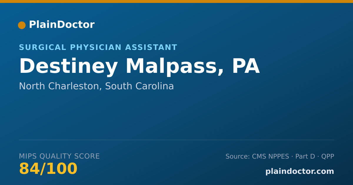 Shareable card for Destiney Malpass, PA - Surgical Physician Assistant, North Charleston, SC