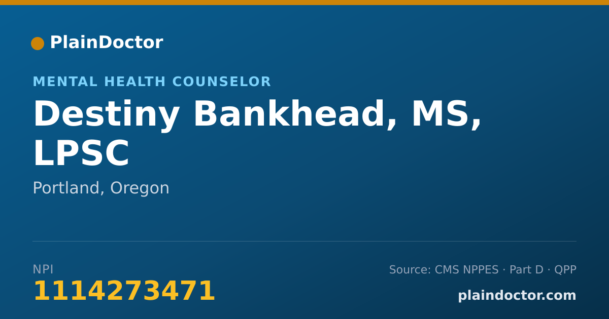 Shareable card for Destiny Bankhead, MS, LPSC - Mental Health Counselor, Portland, OR