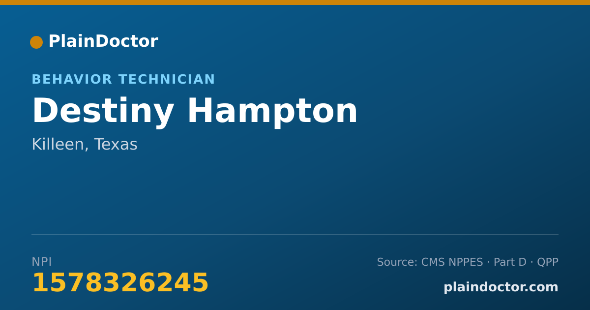 Shareable card for Destiny Hampton - Behavior Technician, Killeen, TX