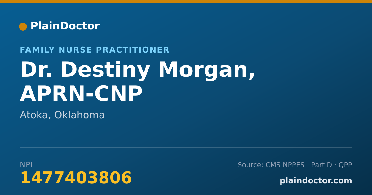 Shareable card for Destiny Morgan, APRN-CNP - Family Nurse Practitioner, Atoka, OK
