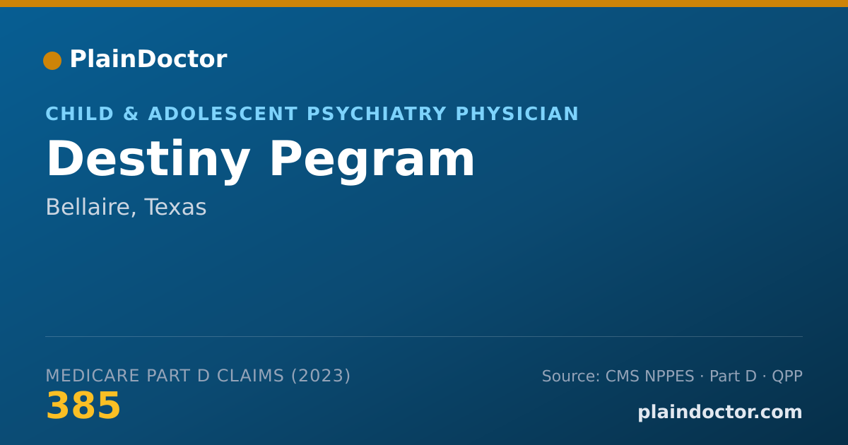 Shareable card for Destiny Pegram - Child & Adolescent Psychiatry Physician, Bellaire, TX