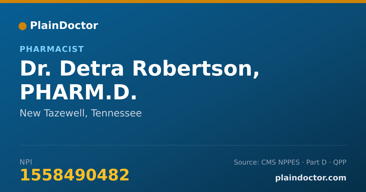 Shareable card for Detra Robertson, PHARM.D. - Pharmacist, New Tazewell, TN