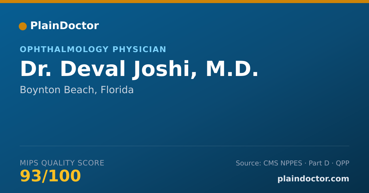 Shareable card for Deval Joshi, M.D. - Ophthalmology Physician, Boynton Beach, FL
