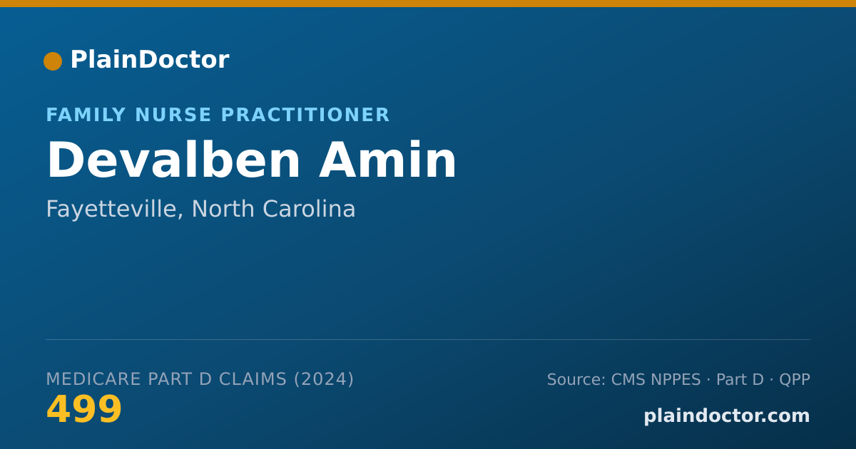 Shareable card for Devalben Amin - Family Nurse Practitioner, Fayetteville, NC