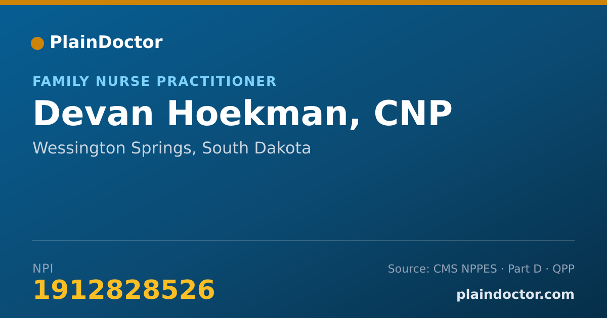 Shareable card for Devan Hoekman, CNP - Family Nurse Practitioner, Wessington Springs, SD