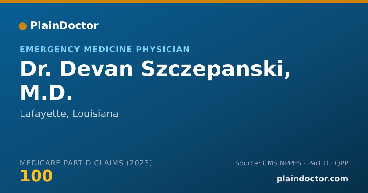 Shareable card for Devan Szczepanski, M.D. - Emergency Medicine Physician, Lafayette, LA