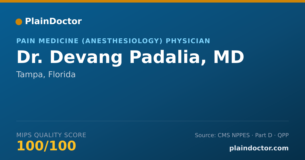 Shareable card for Devang Padalia, MD - Pain Medicine (Anesthesiology) Physician, Tampa, FL