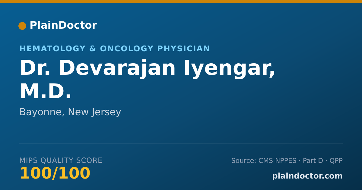 Shareable card for Devarajan Iyengar, M.D. - Hematology & Oncology Physician, Bayonne, NJ
