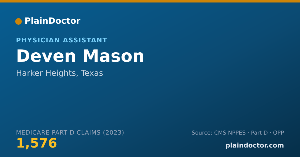 Shareable card for Deven Mason - Physician Assistant, Harker Heights, TX